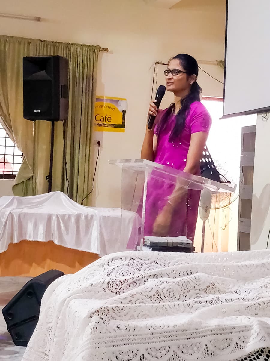 A member of the New Life Fellowship HSR Layout congregation sharing a testimony